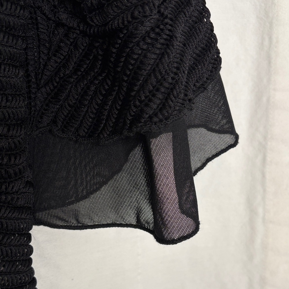 Black Sheer Open-Front Women's Shrug with Ruffle Cuffs L Y2K Fairy Goth Witchy - Picture 6 of 7
